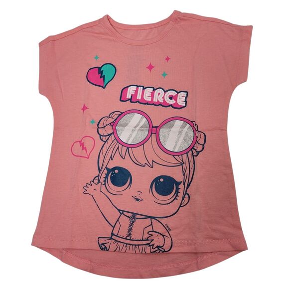 L.O.L. Surprise! Girls Short-Sleeve T-Shirts Crew Neck  Pink Fierce Top Size 4 - Picture 1 of 7